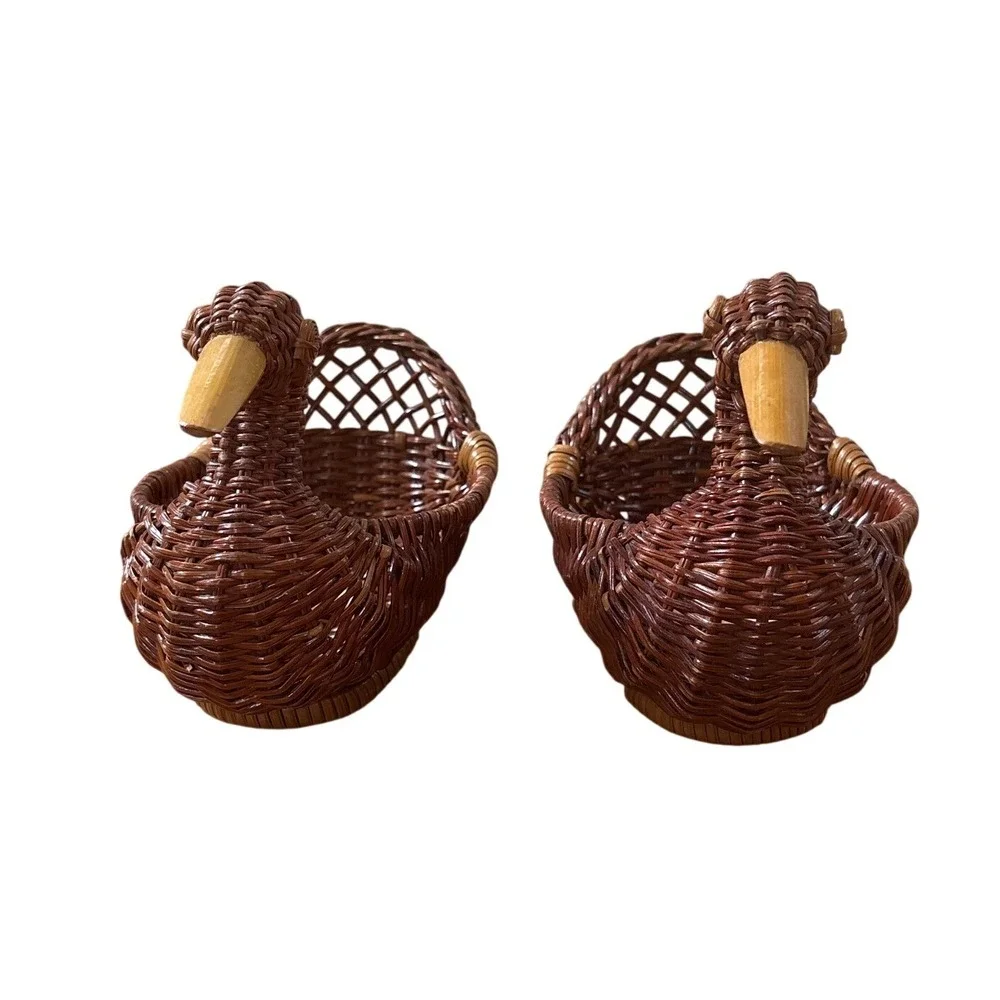 BK Bros Wicker Duck Basket Set Home Decor Brown Vintage Style SIZE Small